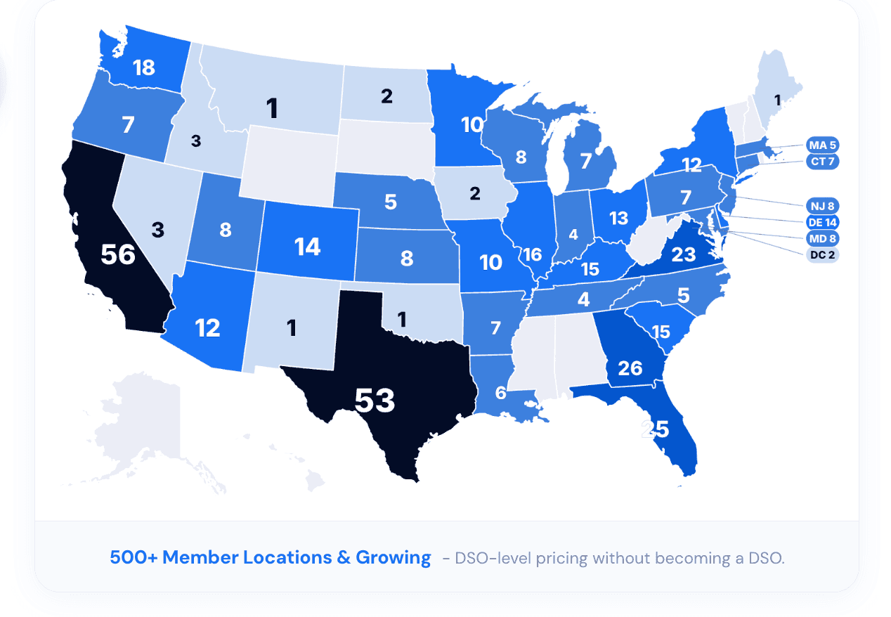 Map showing SourceClub member locations across the United States